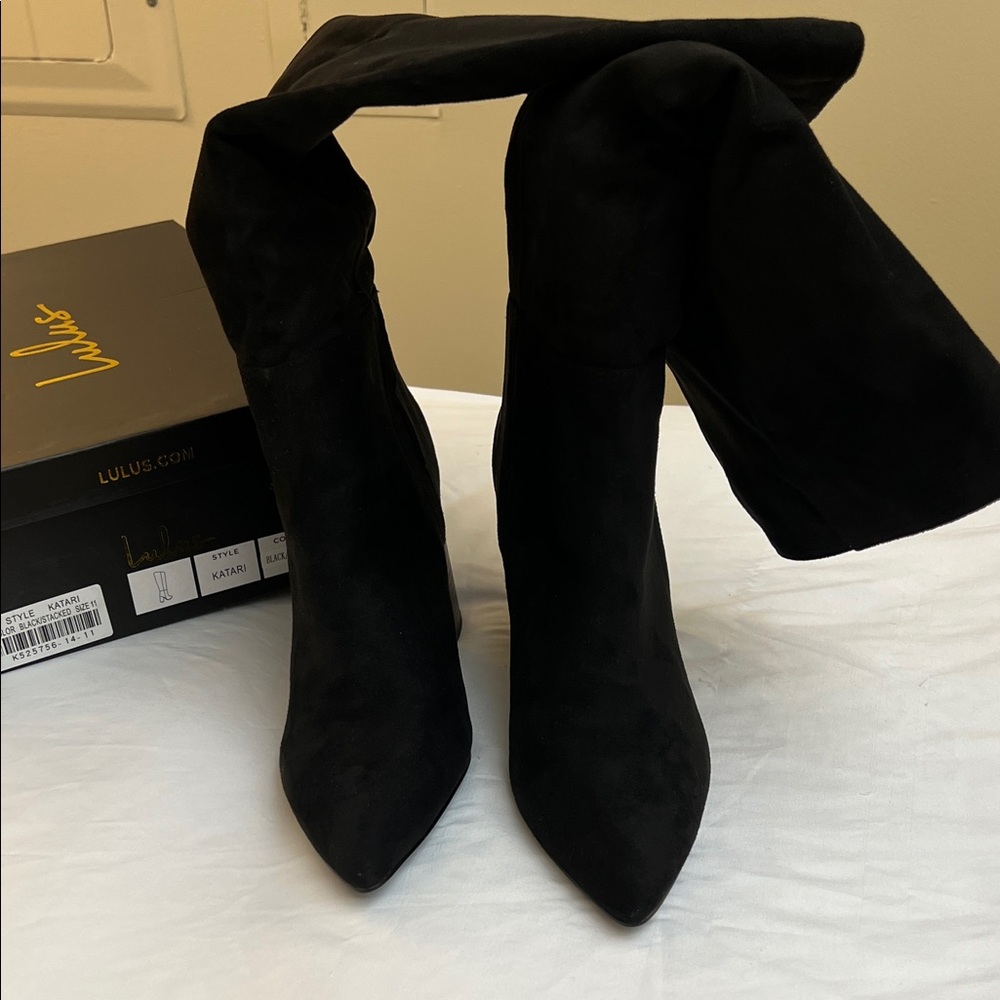 Lulu's Elegant Black Heeled Boots NWT